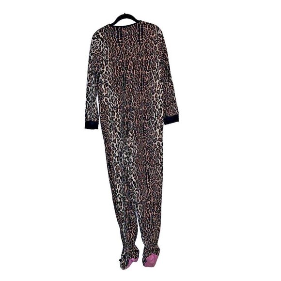 NICK & NORA Womens Leopard Print Footie Pajamas Cheetah One Piece Sz Small - Picture 9 of 12